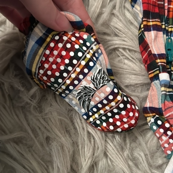 Free Birdees Double Zip Winter Holiday Plaid Onesie - Picture 4 of 7